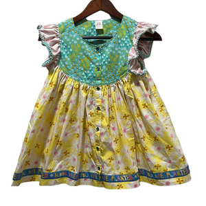 WILDFLOWERS floral blouse yellow and green colors size 14 GUC…